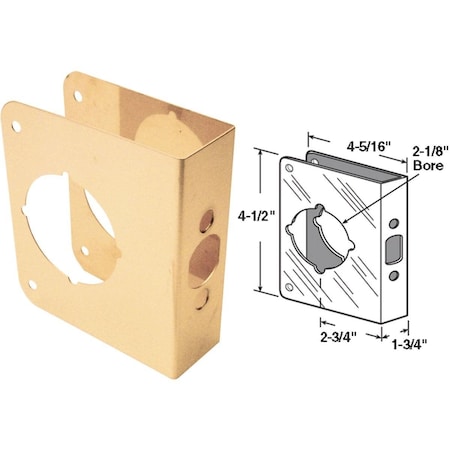 Defender Security 1-3/4 In. x 2-3/4 In. Brass Door Reinforcer U 9558